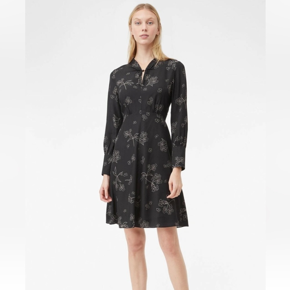 NWOT Rebecca Taylor Tailored Silhouette Floral Dress Black Silk Blend Women’s 6